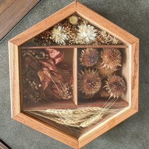 1970's Vintage Shadow Frame with Preserved Flowers